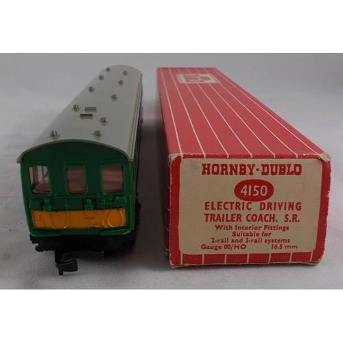 29 - Hornby Dublo. 2-rail or 3-rail SR green S77511 Electric Driving Trailer Coach No. 4150 and Surburban... 