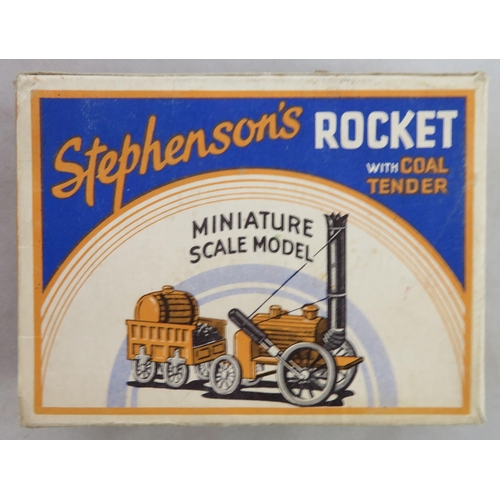 204 - Benbros (Qualitoy). Stephenson's Rocket bronze locomotive and green coal tender, generally good plus... 