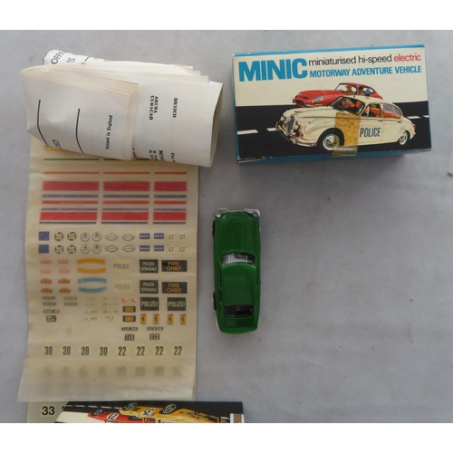 116 - Triang. Minic Motorways collection of cars, generally excellent with unapplied decals (decal sheet i... 