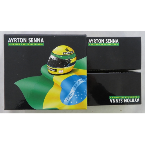 354 - Minichamps. 1/43rd scale Ayrton Senna Racing Car Collection, generally excellent in excellent plasti... 