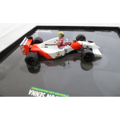 354 - Minichamps. 1/43rd scale Ayrton Senna Racing Car Collection, generally excellent in excellent plasti... 