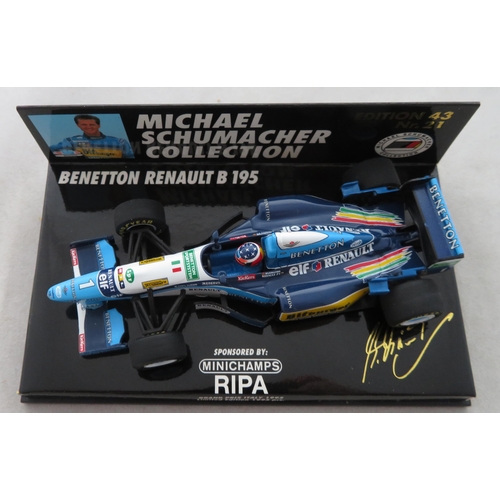 352 - Minichamps. 1/43rd scale Michael Schumacher Collection, generally excellent in excellent plastic dis... 