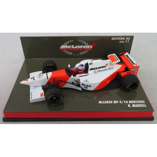 356 - Minichamps. 1/43rd scale McLaren Collection, generally excellent in excellent plastic display cases,... 