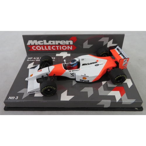 356 - Minichamps. 1/43rd scale McLaren Collection, generally excellent in excellent plastic display cases,... 