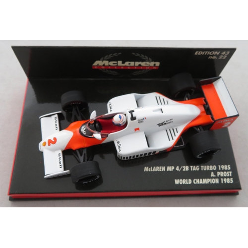 355 - Minichamps. 1/43rd scale McLaren Collection, generally excellent in excellent plastic display cases,... 