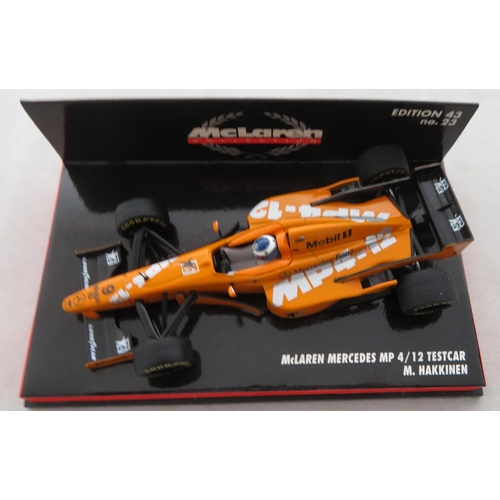 355 - Minichamps. 1/43rd scale McLaren Collection, generally excellent in excellent plastic display cases,... 