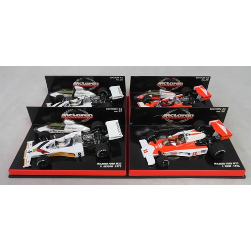 357 - Minichamps. 1/43rd scale McLaren Collection, generally excellent in excellent plastic display cases,... 