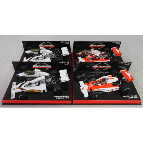 357 - Minichamps. 1/43rd scale McLaren Collection, generally excellent in excellent plastic display cases,... 