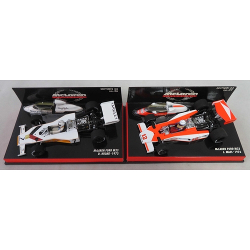 357 - Minichamps. 1/43rd scale McLaren Collection, generally excellent in excellent plastic display cases,... 