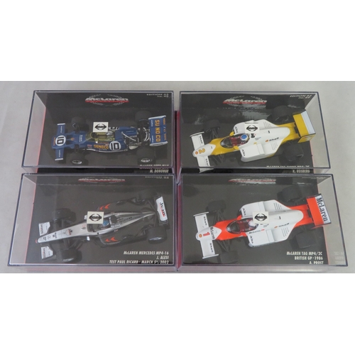 358 - Minichamps. 1/43rd scale McLaren Collection, generally excellent in excellent plastic display cases,... 