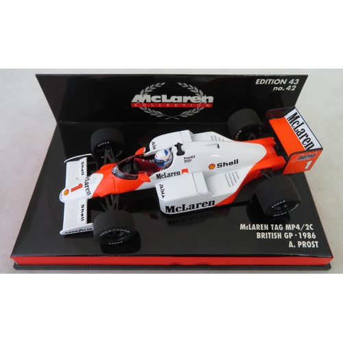 358 - Minichamps. 1/43rd scale McLaren Collection, generally excellent in excellent plastic display cases,... 