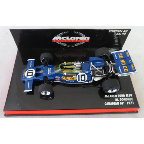 358 - Minichamps. 1/43rd scale McLaren Collection, generally excellent in excellent plastic display cases,... 