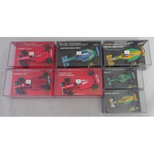 349 - Minichamps. 1/43rd scale Michael Schumacher Collection, generally excellent in excellent plastic dis... 