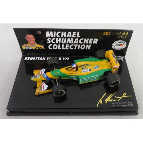 349 - Minichamps. 1/43rd scale Michael Schumacher Collection, generally excellent in excellent plastic dis... 