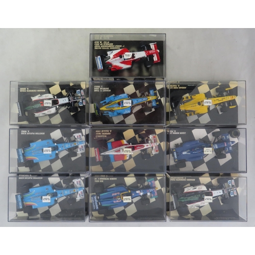 350 - Minichamps. 1/43rd scale motor racing collection, generally excellent in good plus plastic display c... 