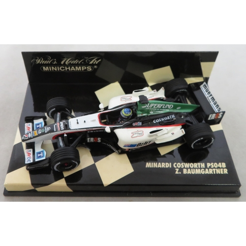 350 - Minichamps. 1/43rd scale motor racing collection, generally excellent in good plus plastic display c... 