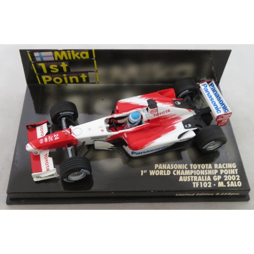 350 - Minichamps. 1/43rd scale motor racing collection, generally excellent in good plus plastic display c... 