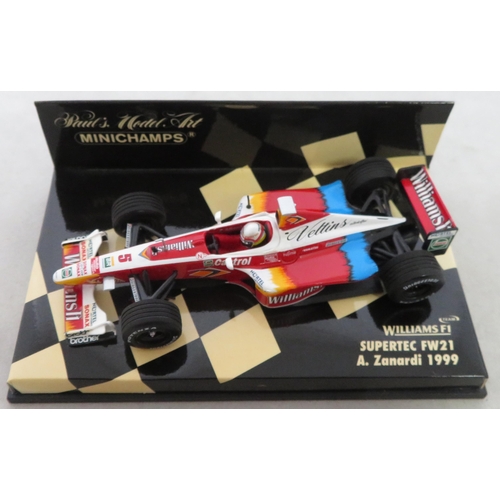 350 - Minichamps. 1/43rd scale motor racing collection, generally excellent in good plus plastic display c... 