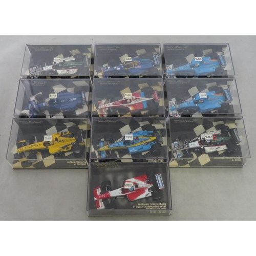 350 - Minichamps. 1/43rd scale motor racing collection, generally excellent in good plus plastic display c... 