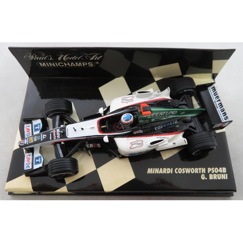 350 - Minichamps. 1/43rd scale motor racing collection, generally excellent in good plus plastic display c... 