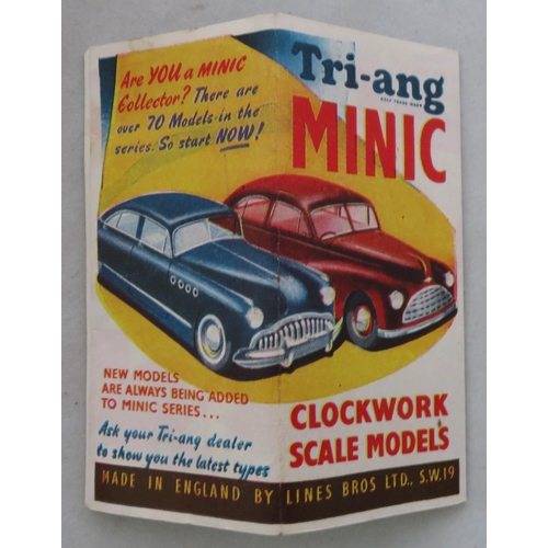 112 - Triang Minic. Pair of Wizard Stop-on Cars clockwork (one with key), generally good (some corrosion a... 