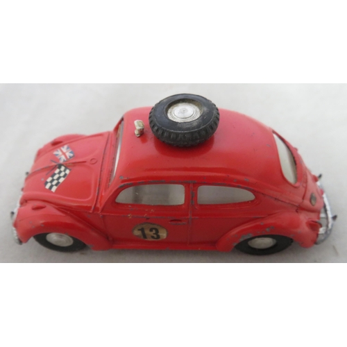 360 - Spot-On. Unboxed Volkswagen Beetle Rally No. 195, generally good plus, red with spare wheel/tyre on ... 