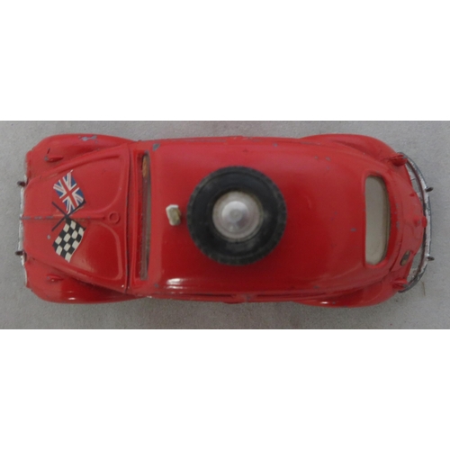 360 - Spot-On. Unboxed Volkswagen Beetle Rally No. 195, generally good plus, red with spare wheel/tyre on ... 