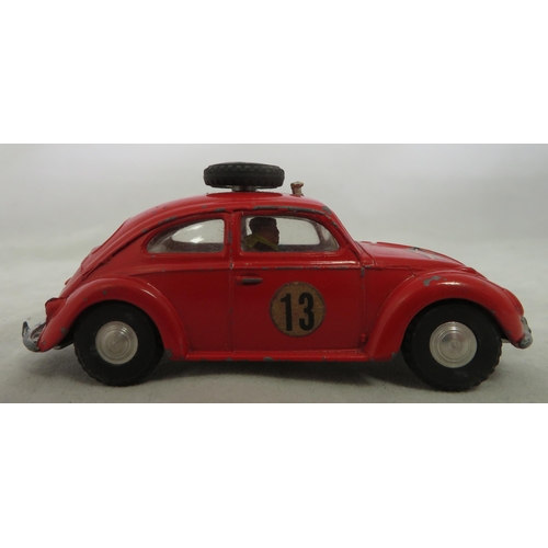 360 - Spot-On. Unboxed Volkswagen Beetle Rally No. 195, generally good plus, red with spare wheel/tyre on ... 