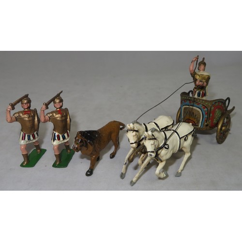 182 - John Hill & Co. 1950s Romans from Quo Vardis set, generally good plus, with decorated Chariot and wh... 