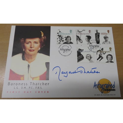 23 - 1996 signed Baroness Margaret Thatcher ‘Autographed Editions’ First Day Cover (6 August 1996) and Ba... 