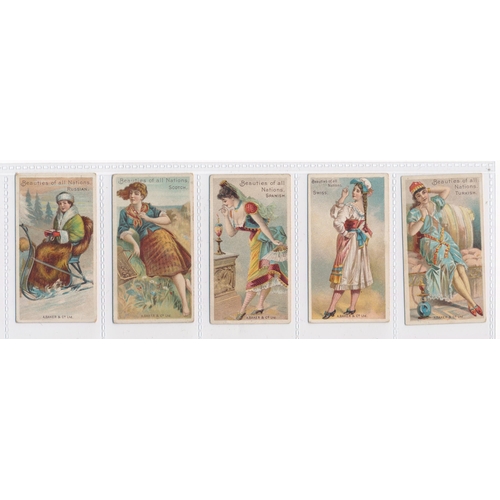 66 - A. Baker. 1899 Beauties of All Nations (A. Baker) set, in good condition, 5 with small, light crease... 