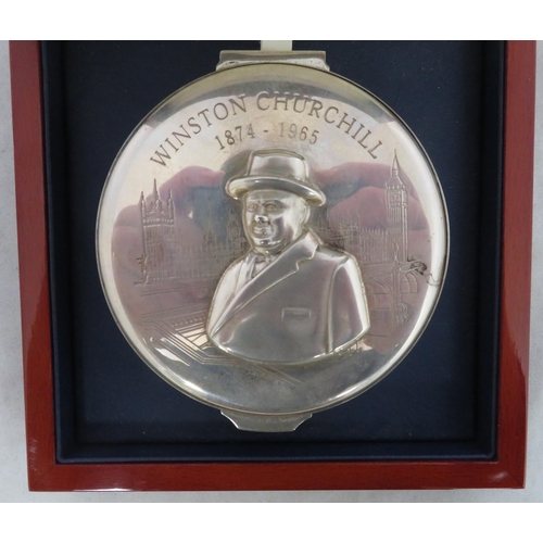 194 - A sterling silver box commemorating Winston Churchill in its original box.  Created for The Great Br... 