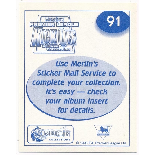 101 - 1998 ‘Merlins Premier League Kick Off Sticker Collection’ selection of better foil stickers, loose w... 