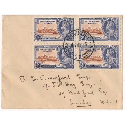 13 - British Solomon Islands – 1935 Silver Jubilee pair of covers, sent to a Crawford (esquire) 29 Bedfor... 