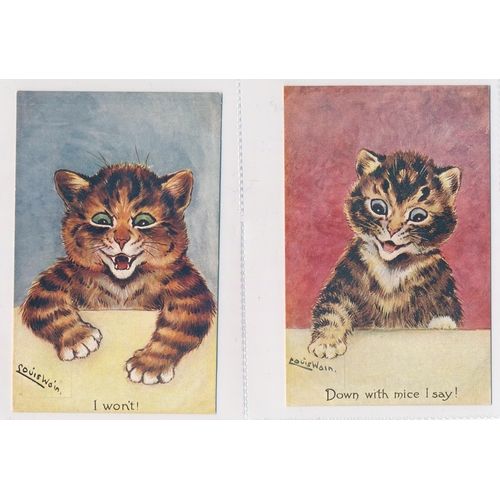 46 - Louis Wain – Faulkner’s postcards with “I Won’t”, “Down with mice I say!”, “I’ll draw your portrait”... 