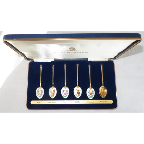 199 - A set of six silver gilt and enamel spoons by the Birmingham Mint, Birmingham 1979 - limited edition... 