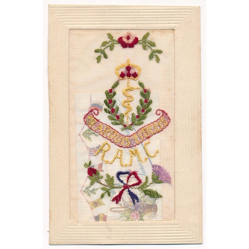 51 - Silks – World War One embroidered silks postcards, mixed condition, various motifs and captions – Li... 