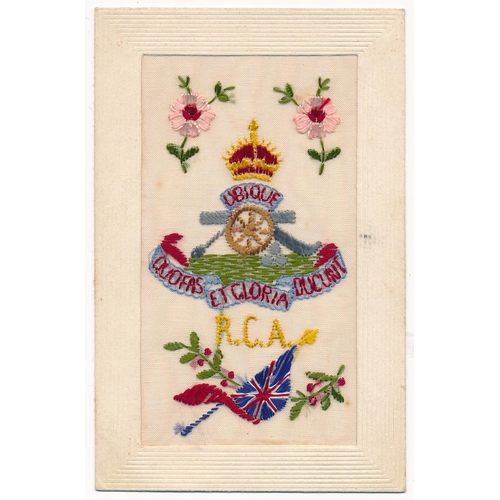 51 - Silks – World War One embroidered silks postcards, mixed condition, various motifs and captions – Li... 