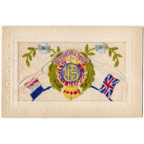 51 - Silks – World War One embroidered silks postcards, mixed condition, various motifs and captions – Li... 