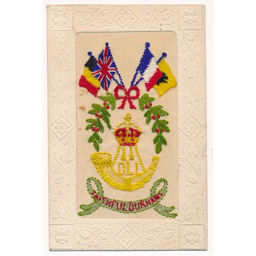 51 - Silks – World War One embroidered silks postcards, mixed condition, various motifs and captions – Li... 