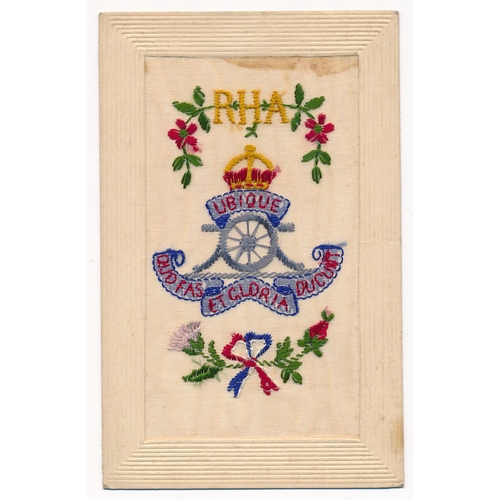 51 - Silks – World War One embroidered silks postcards, mixed condition, various motifs and captions – Li... 