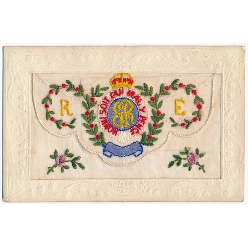 51 - Silks – World War One embroidered silks postcards, mixed condition, various motifs and captions – Li... 