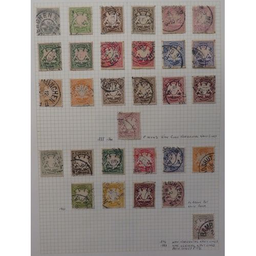 17 - German States/Germany – Early fine used collection on loose album pages including Bayern (Bavaria) i... 