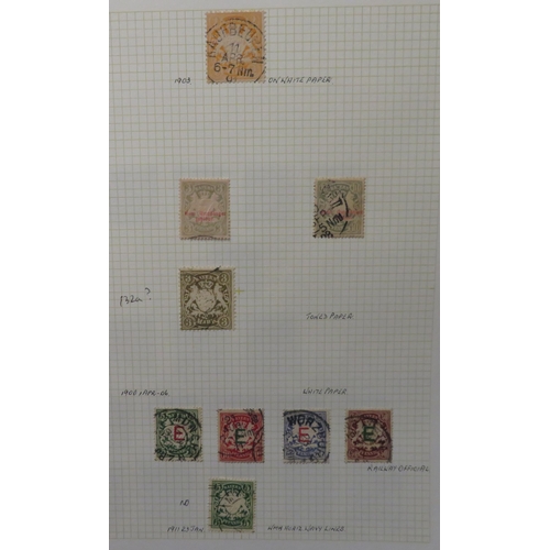 17 - German States/Germany – Early fine used collection on loose album pages including Bayern (Bavaria) i... 