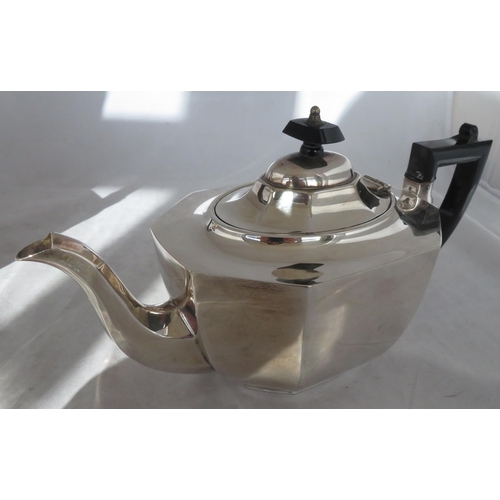 203 - Silver plated items to include an octagonal coffee pot, tea pot, milk jug and sugar pot stamped Came... 