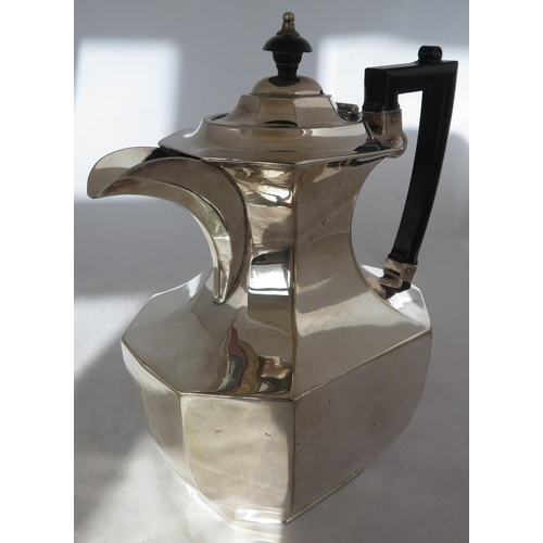 203 - Silver plated items to include an octagonal coffee pot, tea pot, milk jug and sugar pot stamped Came... 