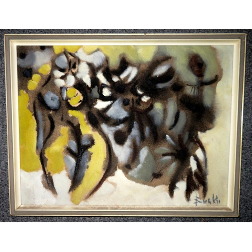 323 - Burkli – modern oil on textured canvas painting of nude woman, signed “Burkli”. Wooden frame. 49.5cm... 