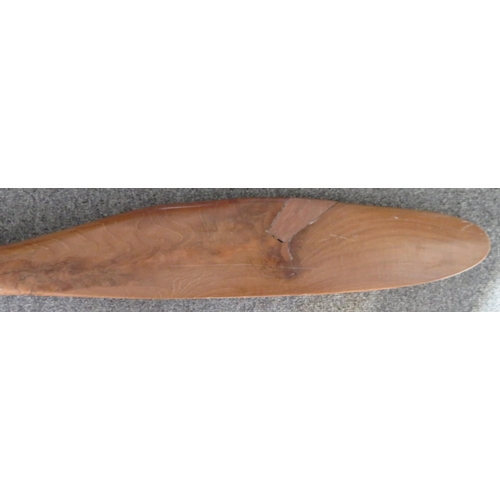 226 - A vintage wooden aeroplane propeller, some damage on one side. approx length 148 cm