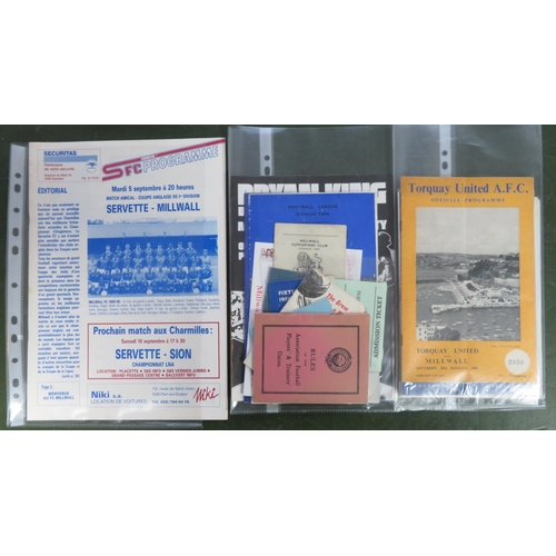 124 - Millwall – A small selection of Millwall programmes & ephemera including Millwall vs Leicester City ... 