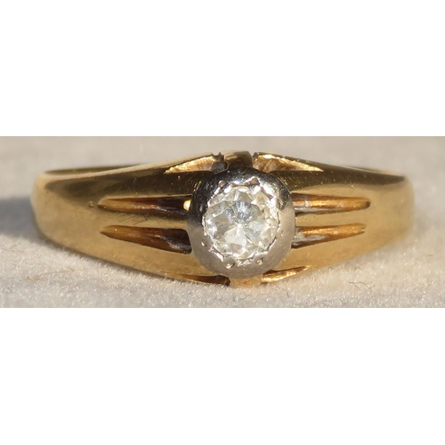 171 - A  diamond, approx 0.25ct set in platinum in an 18ct gold ring, stamped '18ct PT Set'.
Ring size R, ... 